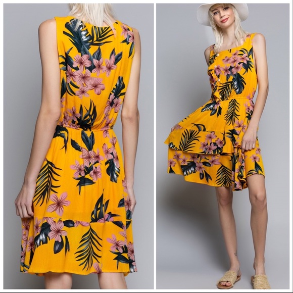 *CLEARANCE* POL Wandering the Tropics Midi Dress - Picture 3 of 15